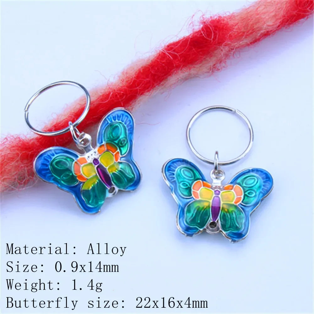 5pcs/Bag Hair Braid Bead Butterfly Dreadlock Beads Ring Braiding Hair Sparkly Hair Styling Tool Bohemian Braid Hairs Accessories