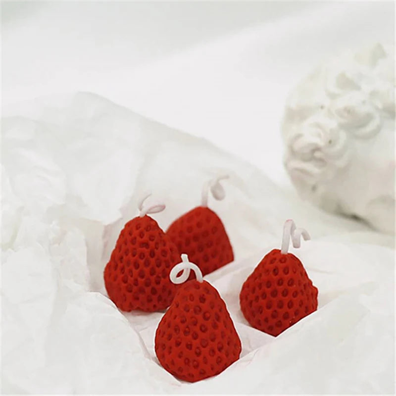 Strawberry Scented Candles Mini Scented Aromatherapy Wax Candle Portable Travel Decorative Candles for Home, Birthday, Party