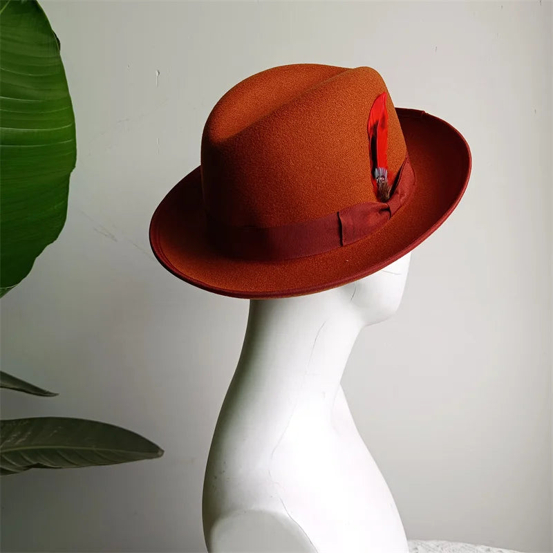 Hats Fedoras  Wide Brim Hat Panama Felt Hat for Male Jazz Hat Church Top Cap British Women Fedoras Hats for Men шляпа женская