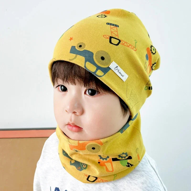 Winter Spring Cotton Baby Hat Scarf Infant Hat Set Duvet Fabric Beanie Hats for Kids Baby Girl Hat Baby Boy Hat Plush Warm Hat