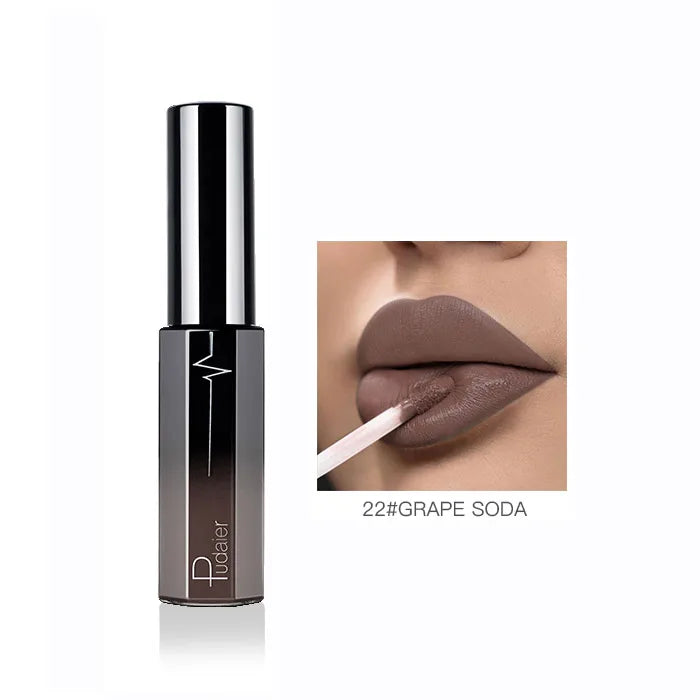 Pudaier Semi Matte Liquid Lipstick Lips Makeup Half Moisturizing Lip Gloss Makeup Cosmetics Moisturizer Lipgloss Make Up Batom - My Store