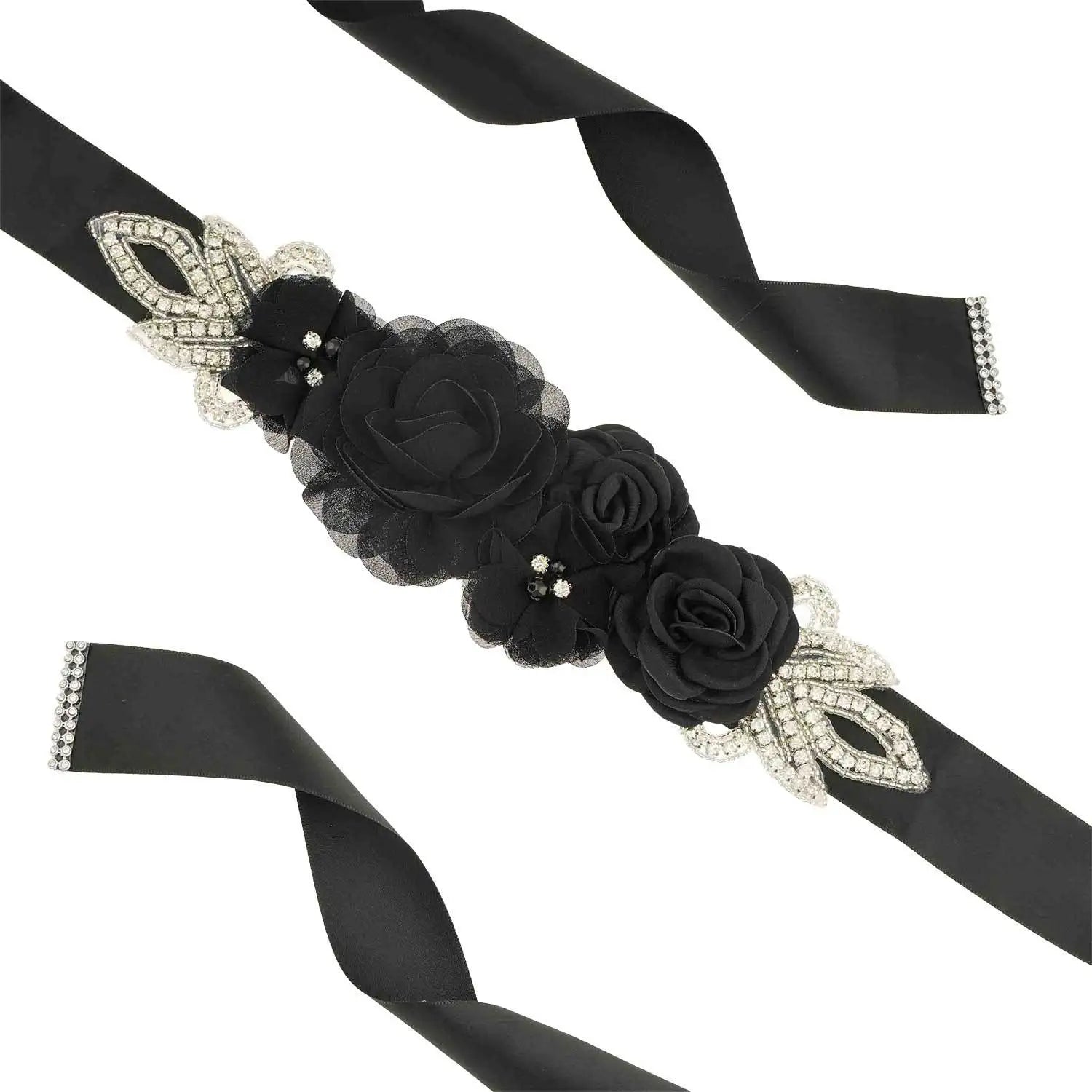 Wedding Accessories Bridal Belts Satin Flower Sash Woman Girl Belts Flower Bead Belts Floral Belt Wedding Rhinestone Flower Belt