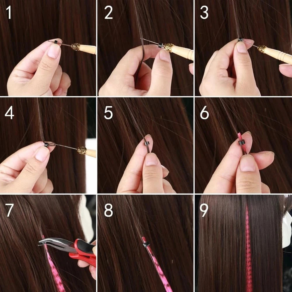 20 Strands/Pack Random Ten Colors Synthetic Colored I-Tip Stick Hair Extensions Straight Hair 16 Inch for Women High Temperature