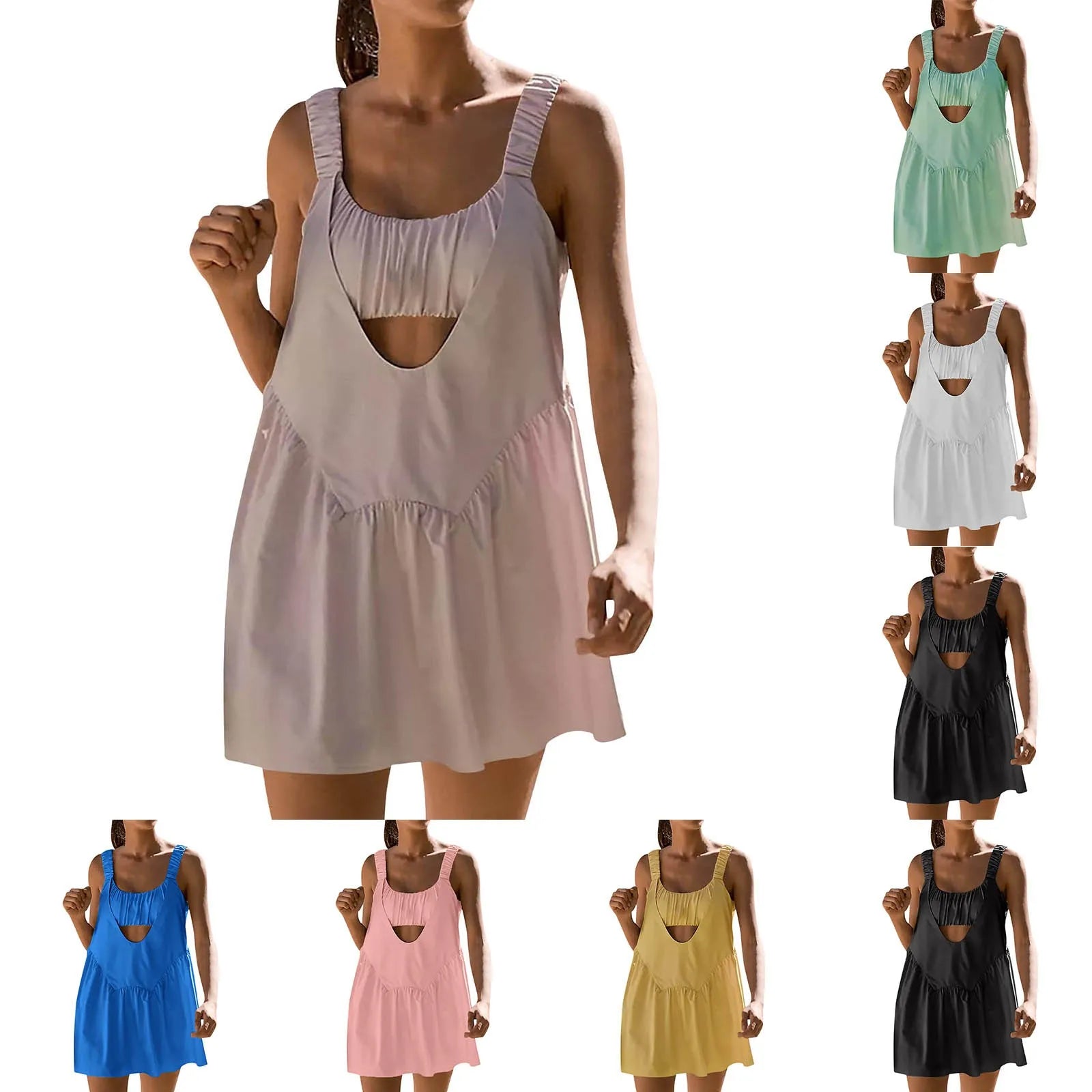 Women's Casual Dresses Summer Solid Color Sleeveless Dresses Beach Style Holiday Beach Dress Solid Color Plus-Size Dress Vestido