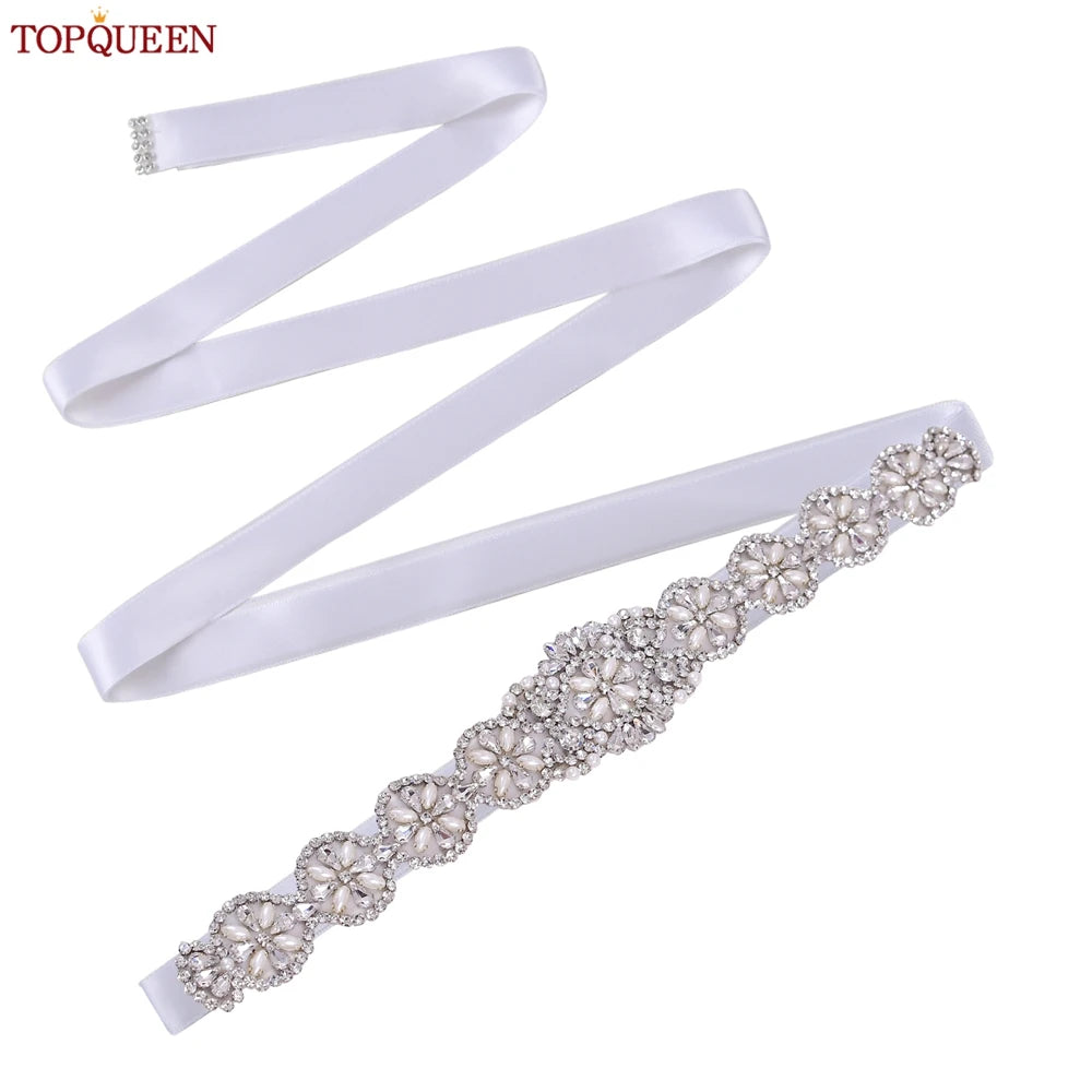 TOPQUEEN Luxury Bridal Belts With Rhinestone Bride Wedding Accessories Belt for Women Wedding Dress Sash Belt Formal Belts S161