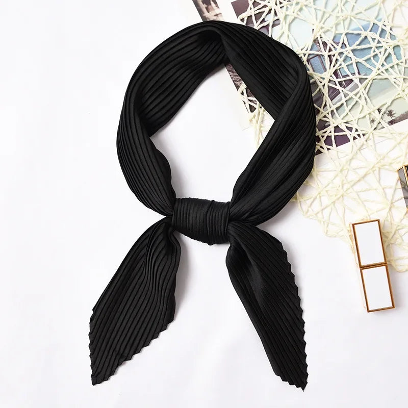 70*70cm Small Crinkle Hijab Scarf for Women Silk Satin Handkerchief Bag Scarfs Female Sqaure Headband Hair Scarves for Ladies