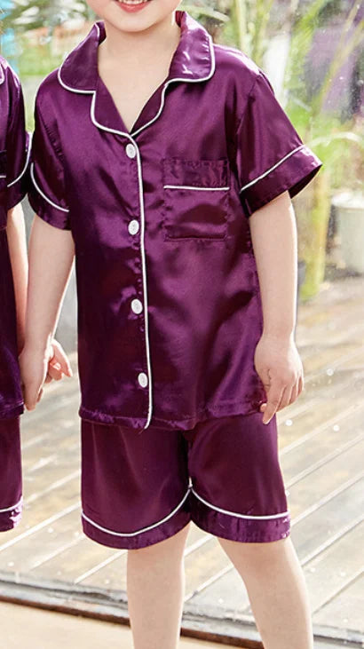 Personalized Kids Pajamas Customized Satin Pajamas for Kids Party Christmas Matching Family Pajamas Flower Girl Pajamas Kids Pjs