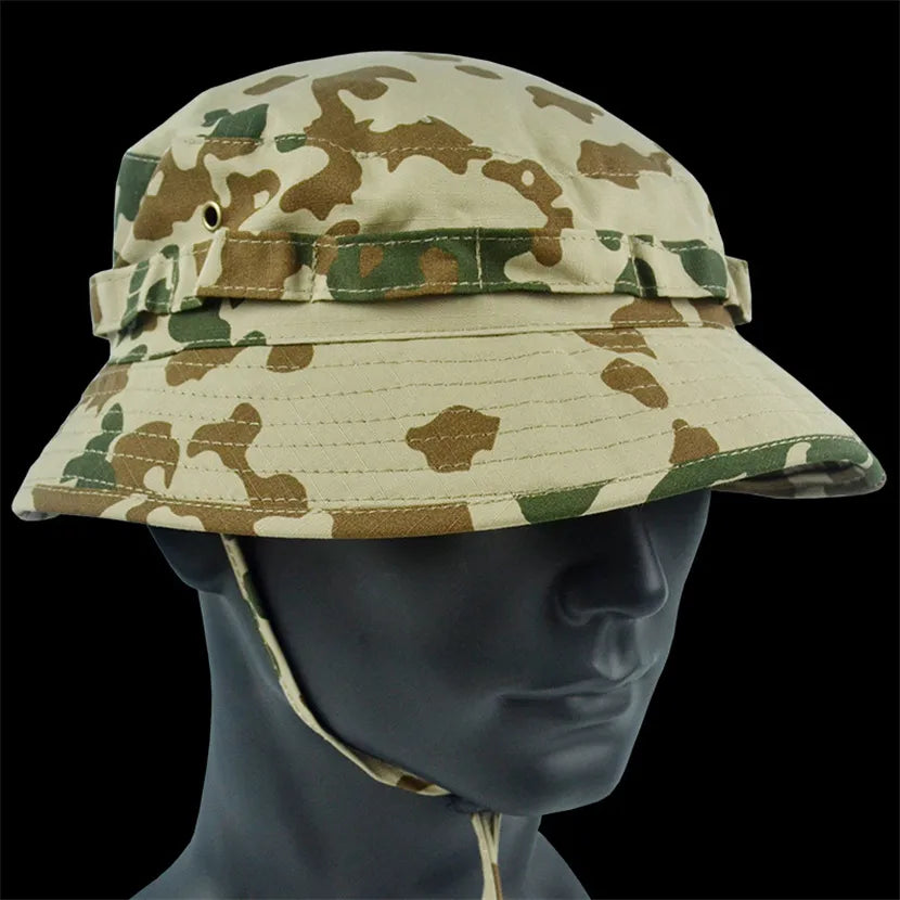 Tactical Boonie Hats Sun Fishing Hat Outdoor Camouflage Bobble Cap Hiking Fisherman Sniper Ghillie Bucket Hats
