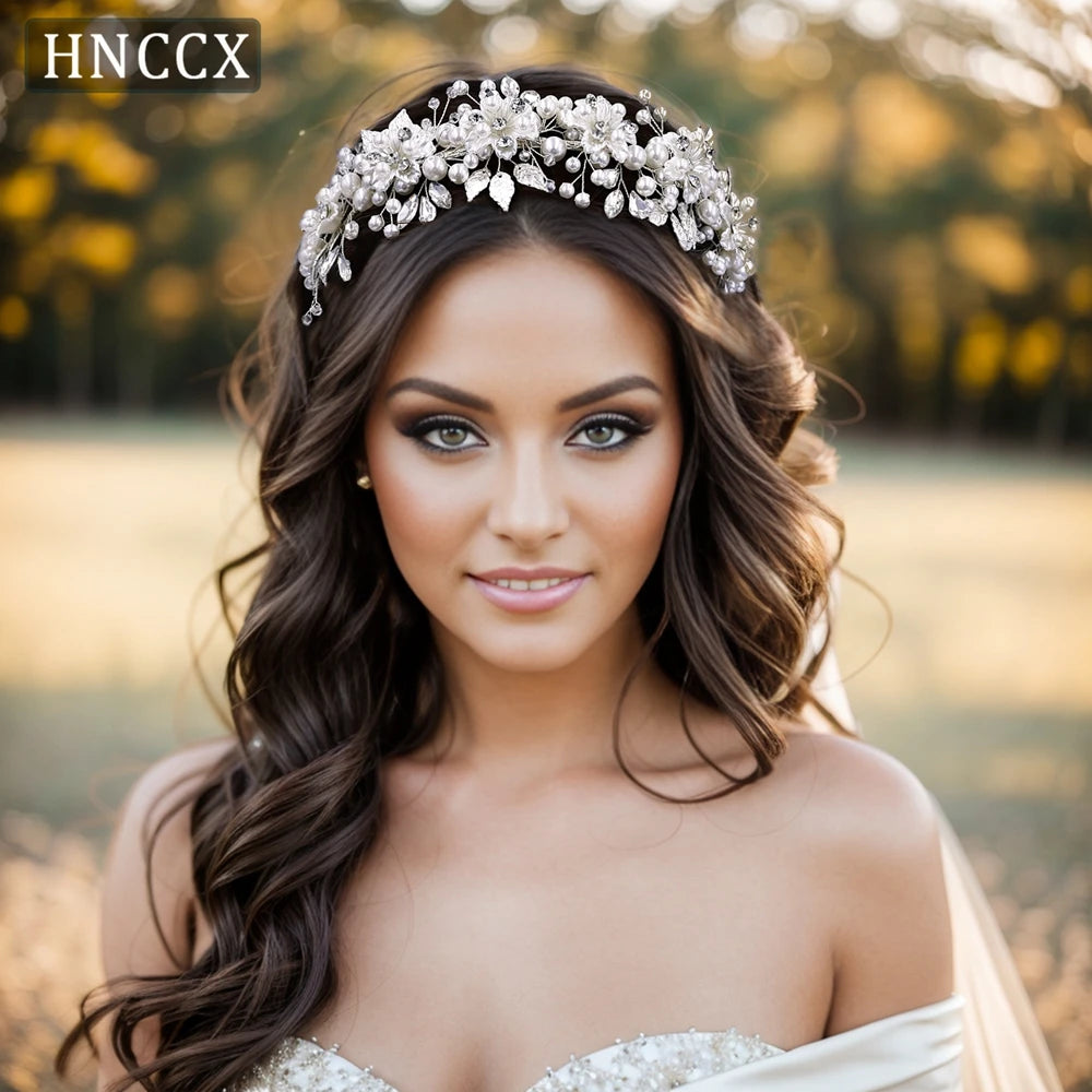 HNCCX Silver Color Alloy Leaves Hair Accessories for Elegant Girls Bride Bridal Wedding Hair Accessories Headpieces Gift CP603