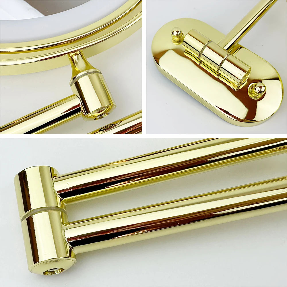 8 Inch Makeup Mirror Golden 3x/5x/7x/10x Magnifying Double Side USB Charging Bathroom 3 Color Light Smart Cosmetic Mirrors