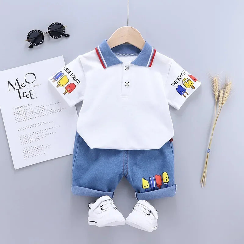 Children Clothing Mother Kids Clothes Children's Sets Boys T-Shirt Shorts Summer Cotton Short Sleeve Fashion Suit2PCS
