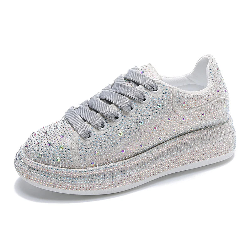 NEW Women Sneakers With Sparkles Shoes  Luxury Platform Sport   Trainers Rhinestone Fashion Casual Sneaker