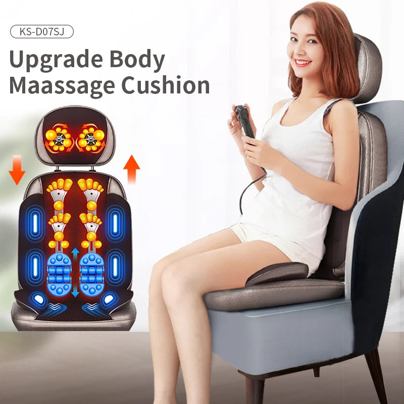 JinKaiRui Vibrating Electric Cervical Neck Back Body Cushion Massage Chair Kneading Heating Muscle Stimulator Device Health Care