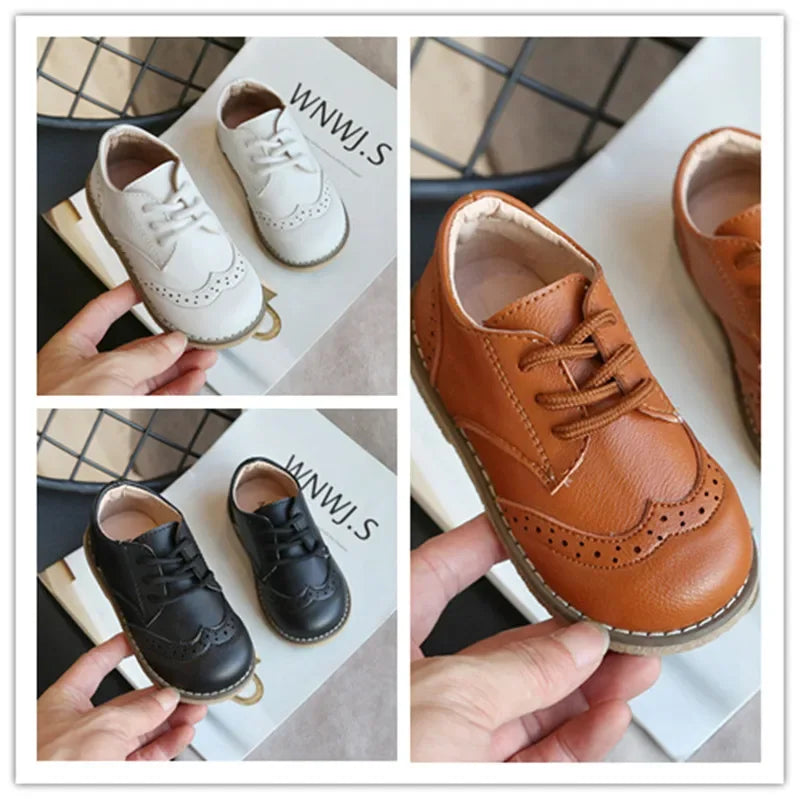 High Quality Children Leather Shoes Boys Sneakers Breathable Baby Toddler Shoes Flat Lace Up Leisure Boys Sneaker C12214
