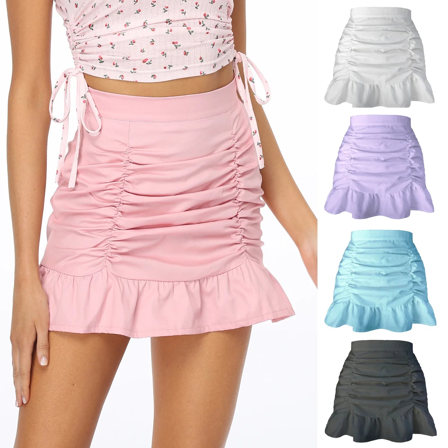Woman Skirts Harajuku 2021 Hot Style Skirt Falbala Zipper Skirts Pure Color Drape Pockets Hip Fishtail Skirts Womens WSL4421