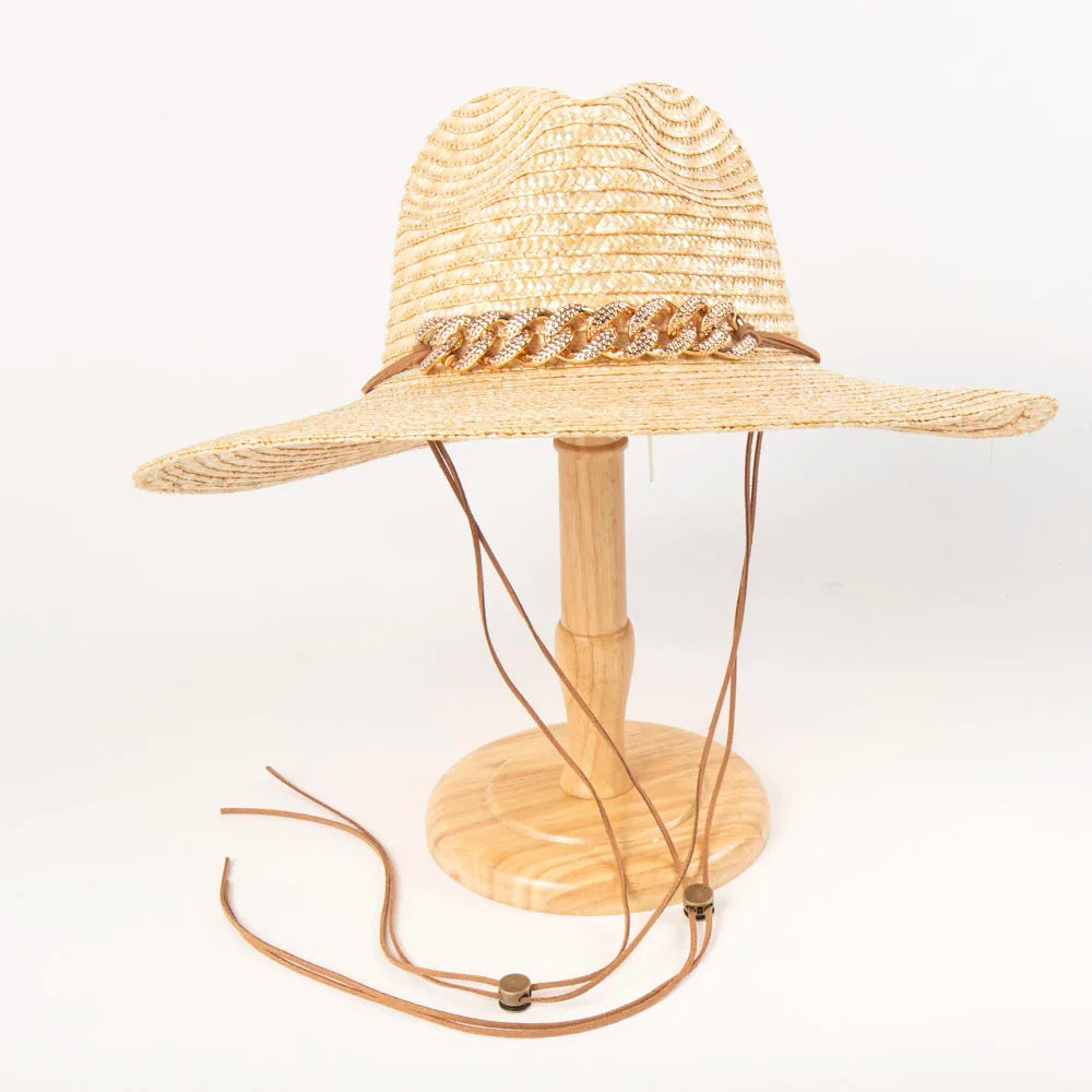 New Belt Strap Straw Sun Hat for Women Fashion Vacation Beach UV Hats WideBrim Panama Hats Outdoor Wholesale