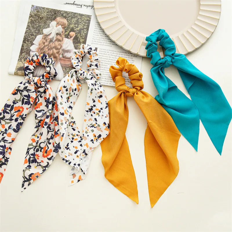 Fashion Dots Scrunchies Long Hair Rope Korean Hair Ties for Women Ponytail Scarf Sweet Elastic Hair Band Hair Accessories