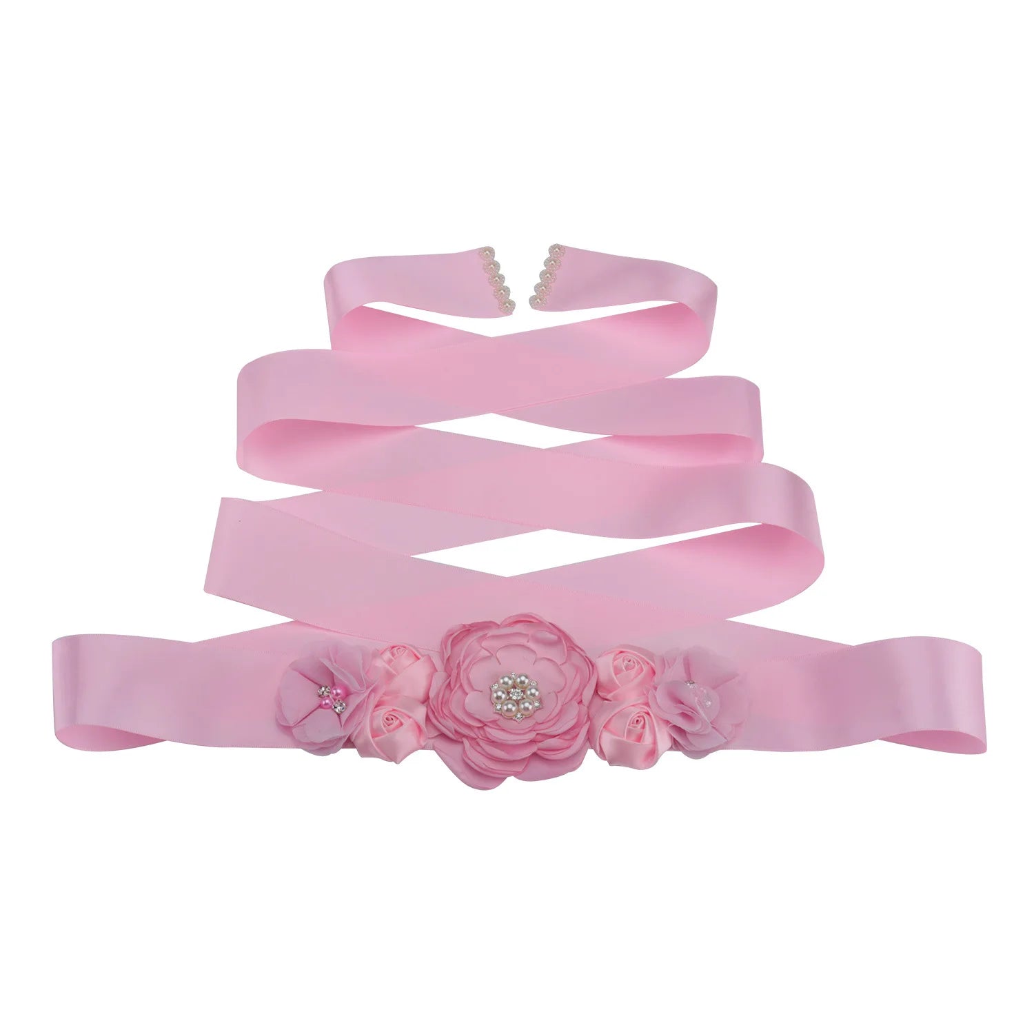 Wedding Accessories Bridal Belts Satin Flower Sash Woman Girl Belts Flower Bead Belts Floral Belt Wedding Rhinestone Flower Belt