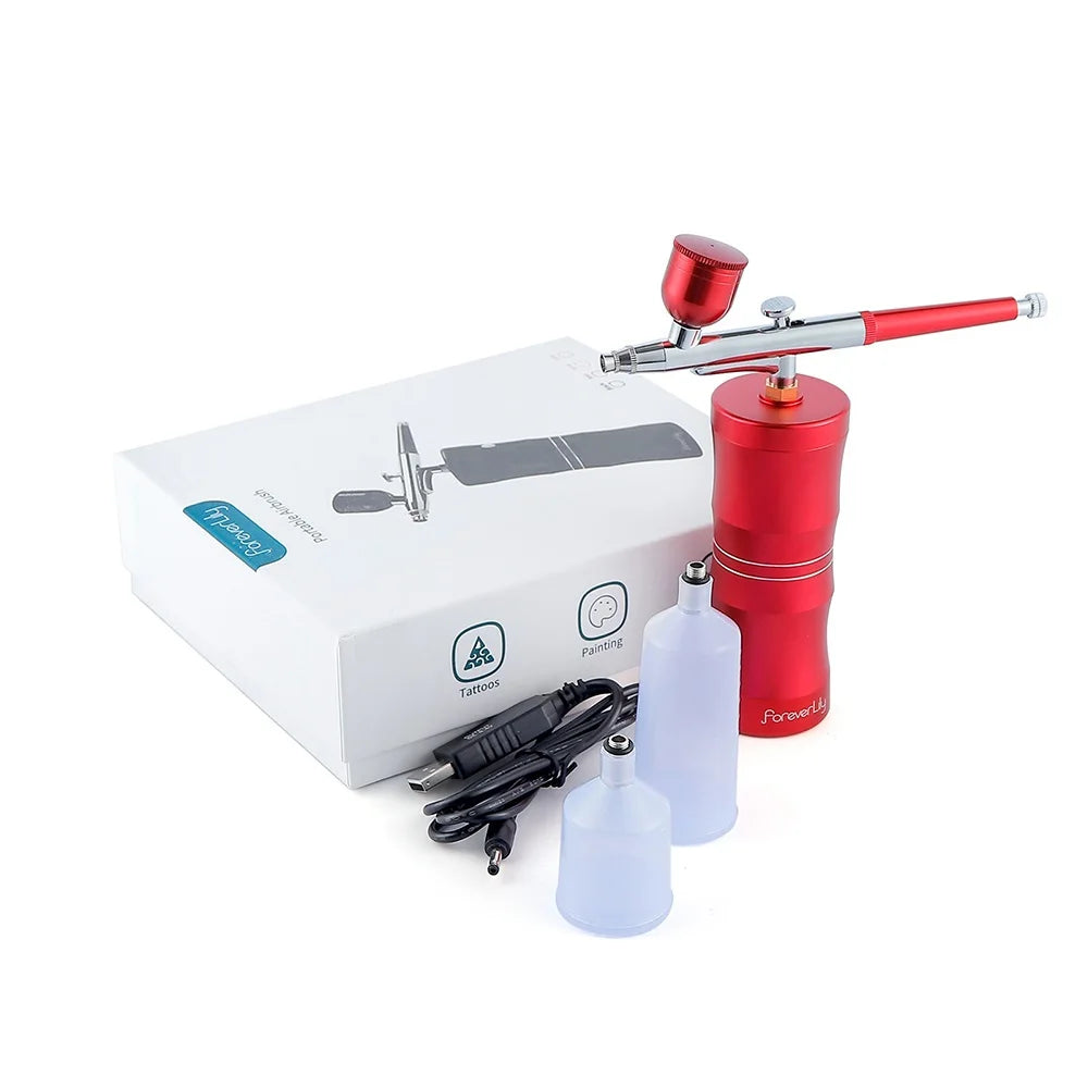 0.3mm Mini Facial Airbrush Compressor Kit Air-Brush Spray Gun Oxygen Injector for Nail Art Paint Craft Cake Nano Mist Sprayer