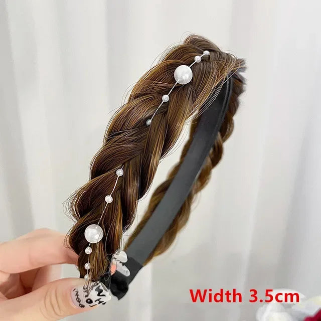 Women Synthetic Wig Braided Hair Bands Invisible Fashion Braids Hair Accessories Female Bohemian Nature Hair Headband for Party