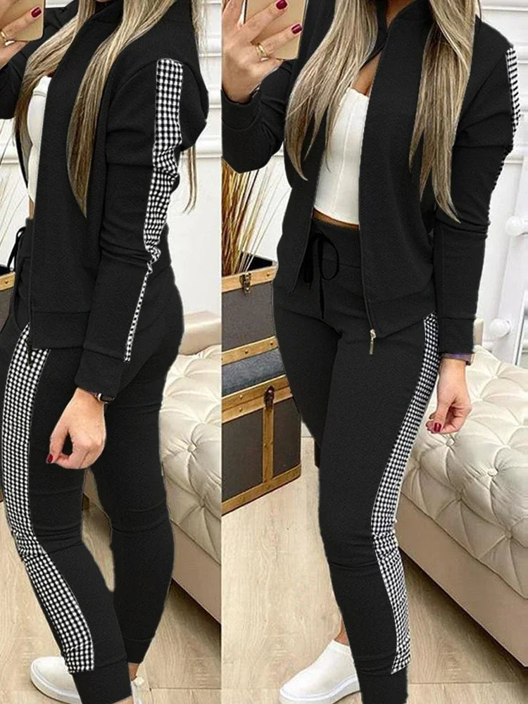 Trend Leopard 2 Two Piece Set Women Outfits Activewear Zipper Top Leggings Women Matching Set Tracksuit Female Outfits for Women