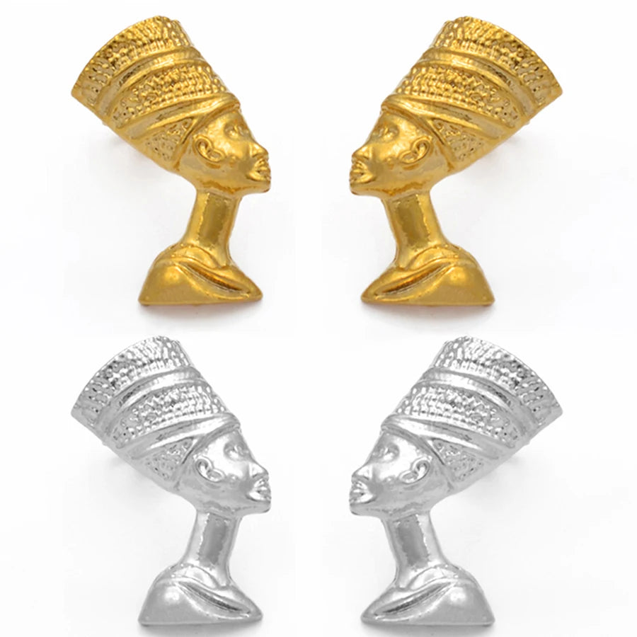 Anniyo Egyptian Queen Nefertiti Stud Earrings Jewelry for Women Girl,Wholesale African Jewellery  #204606
