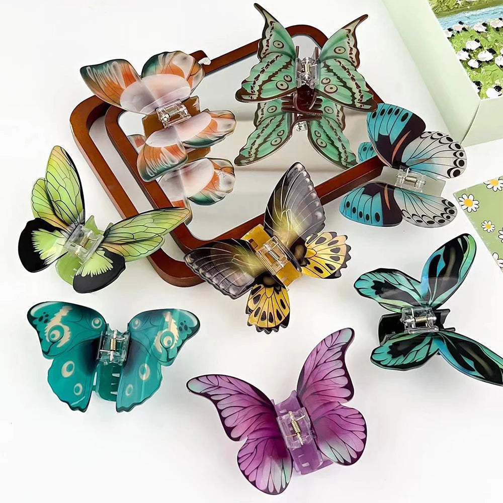 1Pc Big and Elegant Butterfly Hair Claw Clips,Colorful Claw Clips Accessories for Women Thin and Medium Hair，styling Accessories