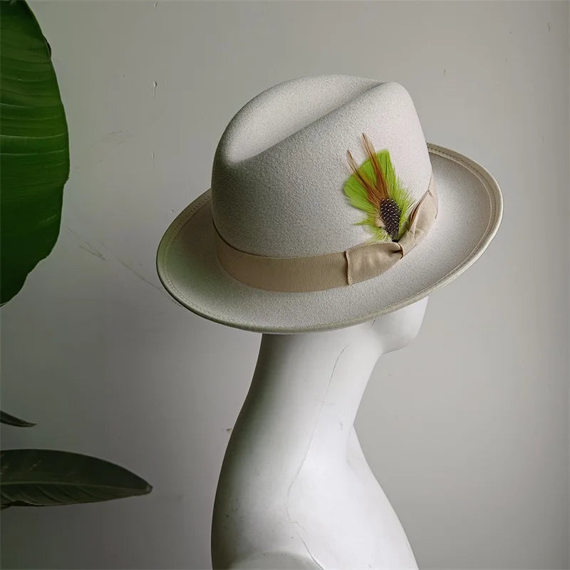 Hats Fedoras  Wide Brim Hat Panama Felt Hat for Male Jazz Hat Church Top Cap British Women Fedoras Hats for Men шляпа женская