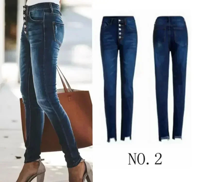 Jeans for Women High Waist 2025 Women's Jeans Stretch Ripped Classic Denim Pants for Women Jean Femme Vaqueros Mujer Blue Black