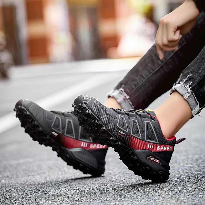 Men‘s Waterproof Hiking Shoes Outdoor Trainers Lace-Up Climbing Shoes Women Trekking Sneakers Anti-Slip Hunting Tactical Sneaker