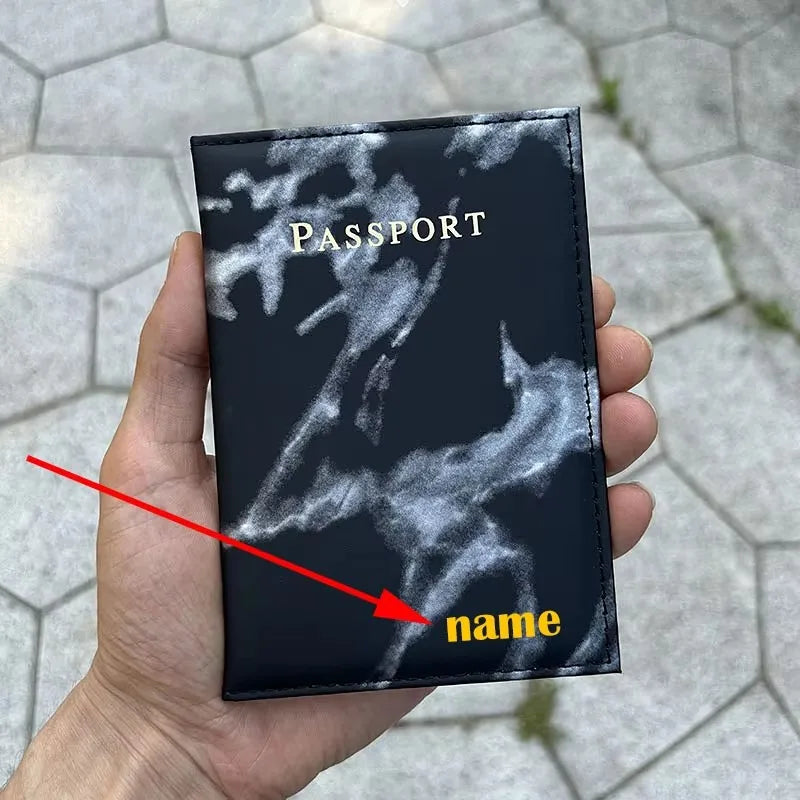 Customize Name Passport Cover Travel Wallet Covers for Passports Gold Letters Passeport Personnalisé