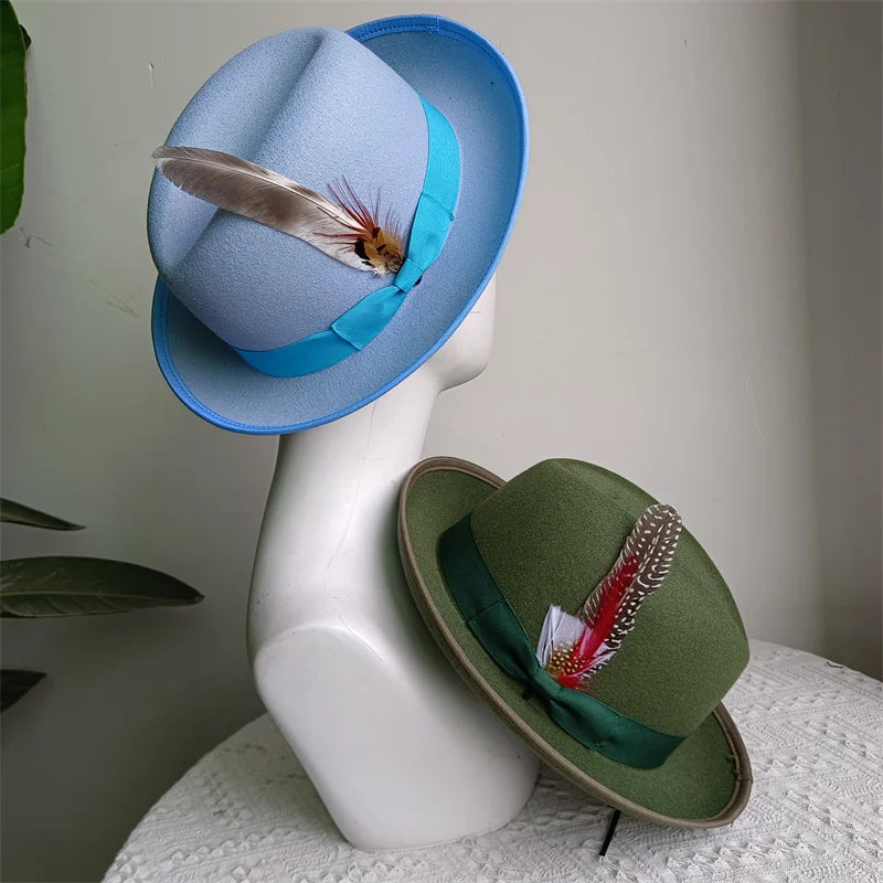 Hats Fedoras  Wide Brim Hat Panama Felt Hat for Male Jazz Hat Church Top Cap British Women Fedoras Hats for Men шляпа женская