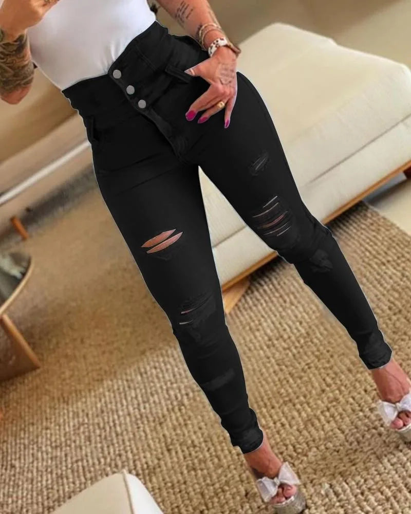 Women Shaping Jeans Skinny Hole Pencil Pants Denim Push Up Butt Lift Jeans Slim Woman New Pantalones De Mujer Jean Mom Trousers