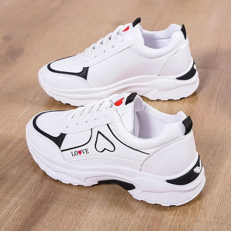 Women Shoes Heart-Shaped Platform Sneakers Woman Walking Sports-Shoes Breathable White Shoe Casual Sneaker Zapatos Mujer