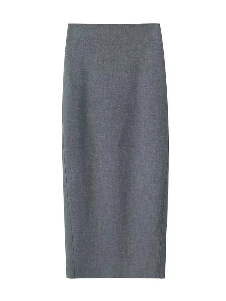 TRAF Office Skirt Women High Waist Long Skirts for Women Stylish Spring Autumn Straight Skirt Streetwear Back Slit Woman Skirts