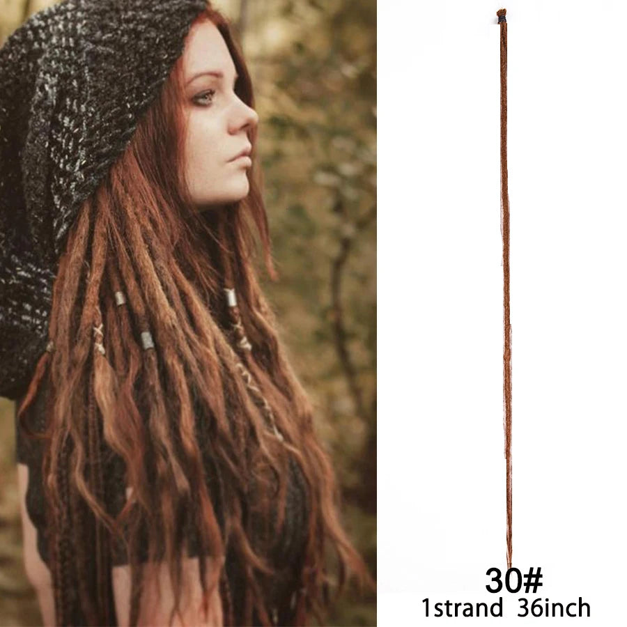 5 Strands Reggae Synthetic 20 36inch Handmade Dreadlocks Hair Extensions Faux Locks Crochet Hair Braid Hairpiece for Women/Men