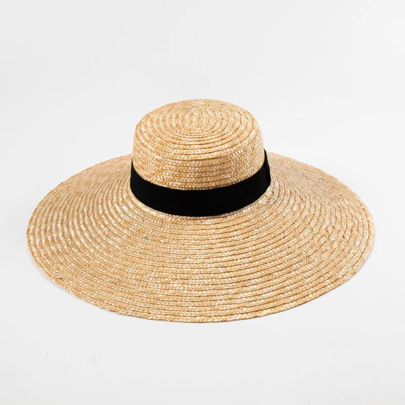 New Belt Strap Straw Sun Hat for Women Fashion Vacation Beach UV Hats WideBrim Panama Hats Outdoor Wholesale