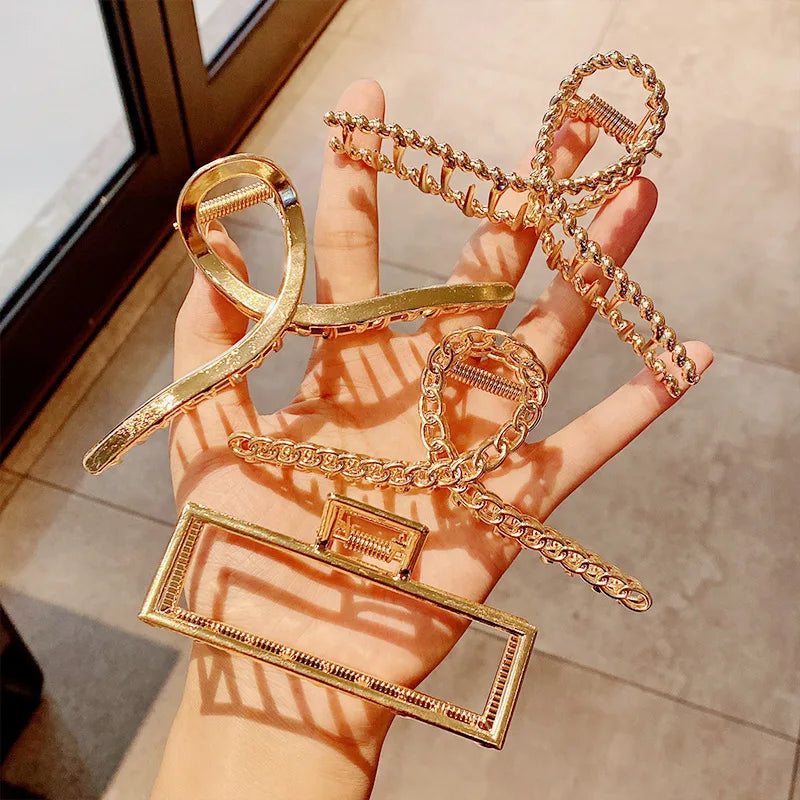 Women Geometric Hair Claw Girls Clamps Fashion Metal Hair Crab Cross Hair Clips Headband Hairpin Fashion Hair Accessories