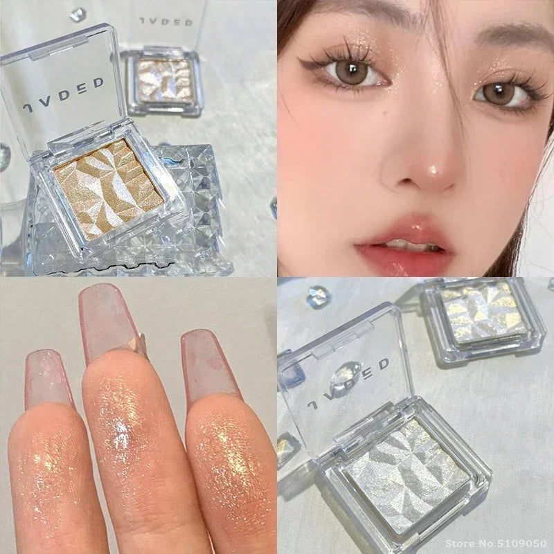 1PC Monochrome Glitter Fairy Highlighter Makeup Palette Diamond Moonlight High Gloss Powder Face Contour Crystal Brighten Makeup - My Store