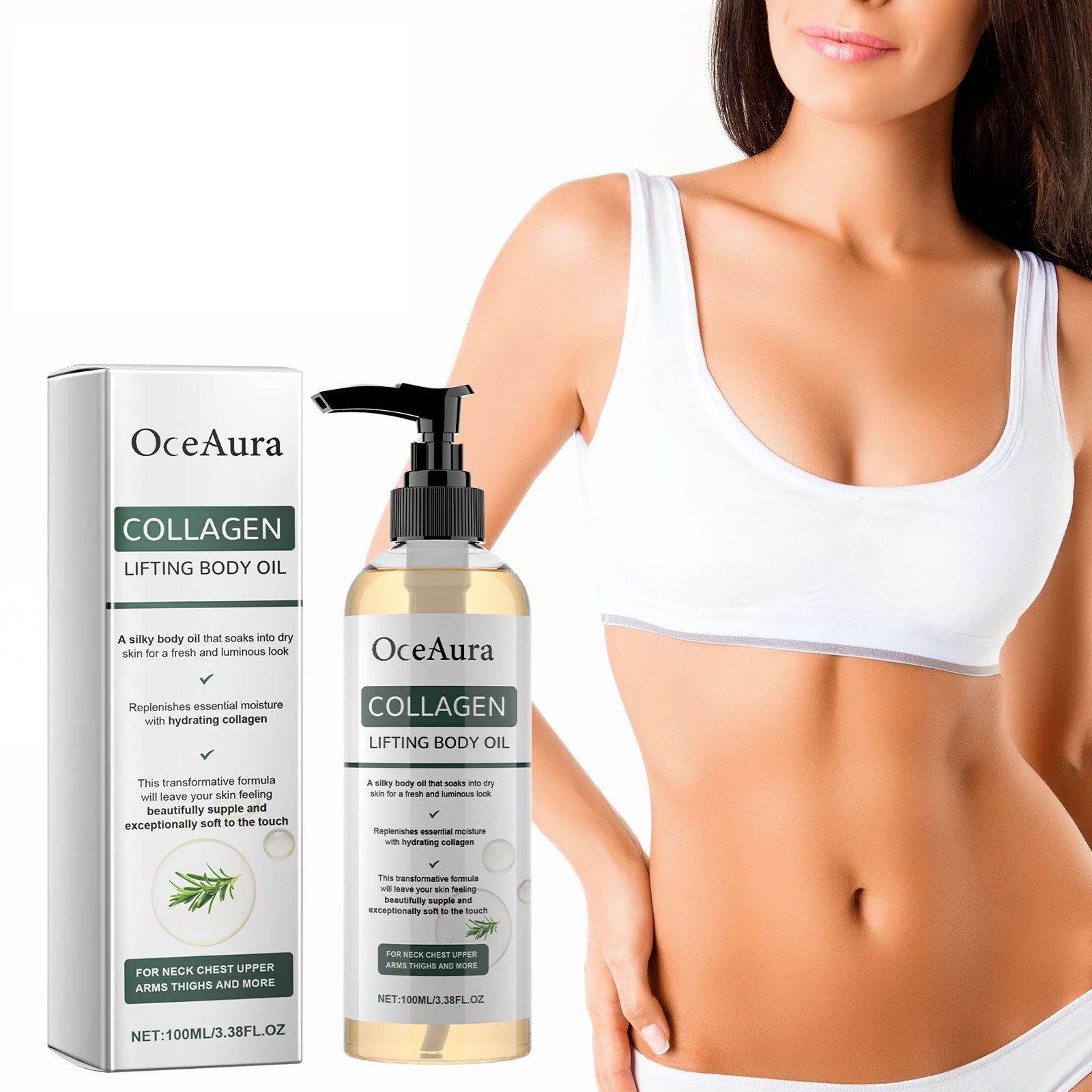 OceAura Collagen Body Oil Moisturizing and Moisturizing Whole Body Massage Essential Oil for Dry Skin Moisturizer Hydrating