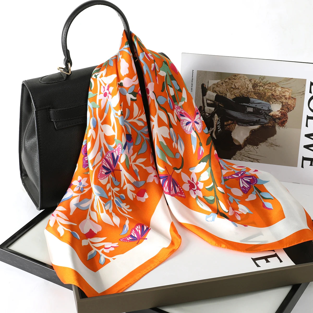 Fashion Scarves for Women Shawl Print Silk Satin Hijab Scarf Female Bandana 70*70cm Luxury Brand Square Shawls Scarfs for Ladies