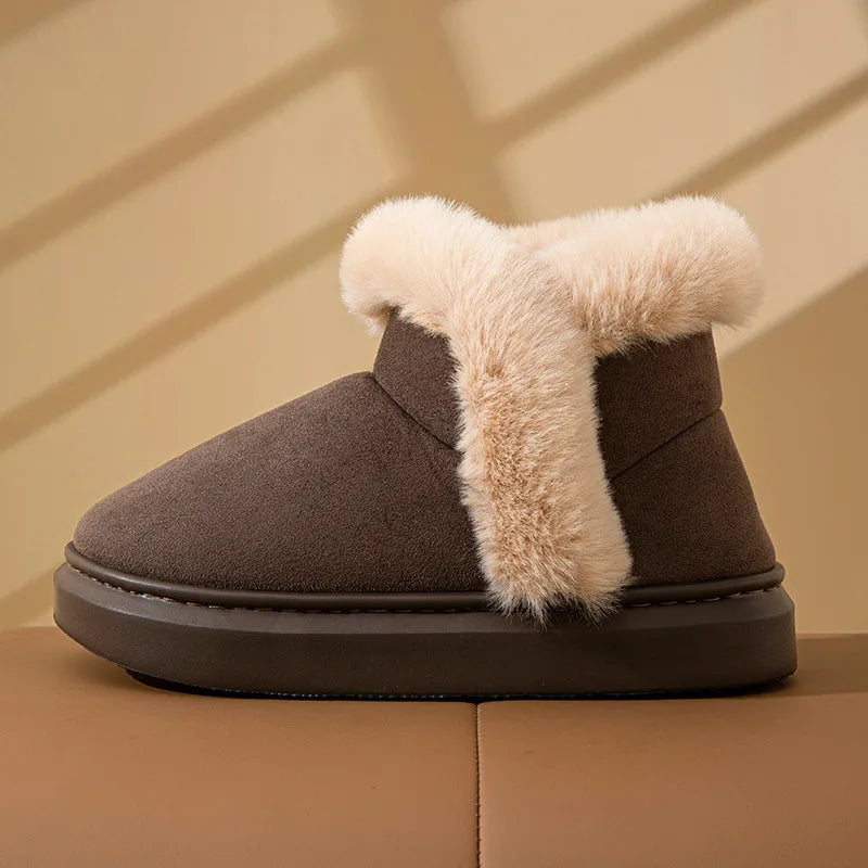 Pallene Winter Plush Snow Boots for Women Outdoor Non-Slip Casual Furry Cotton Boots Indoor Warm Cozy Home Shoes Fuzzy Flat Boot