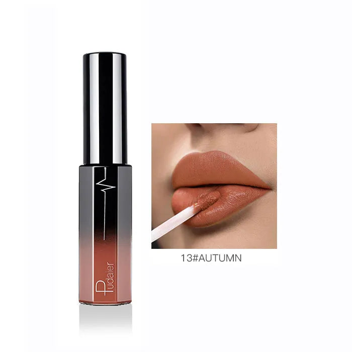 Pudaier Semi Matte Liquid Lipstick Lips Makeup Half Moisturizing Lip Gloss Makeup Cosmetics Moisturizer Lipgloss Make Up Batom - My Store