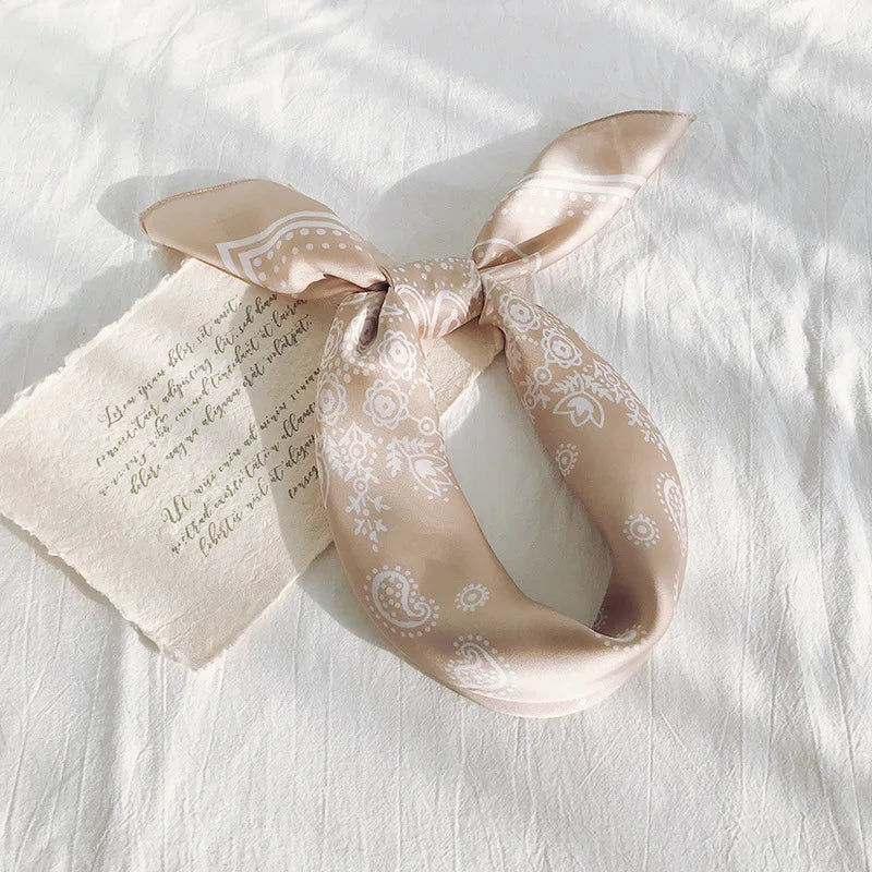 70cm Paisley Printed Hijab Scarf for Women Silk Satin Bandana Head Scarfs Female Square Headband Small Shawls Cute Neck Scarves