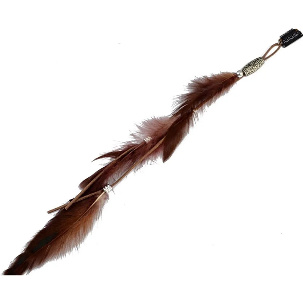 Bohemian Feather Headband Scrunchies Tribal  Hair Bands Women Girl Hippie Weaving Hair Accessories Hair Clip Hair Rope Headwear