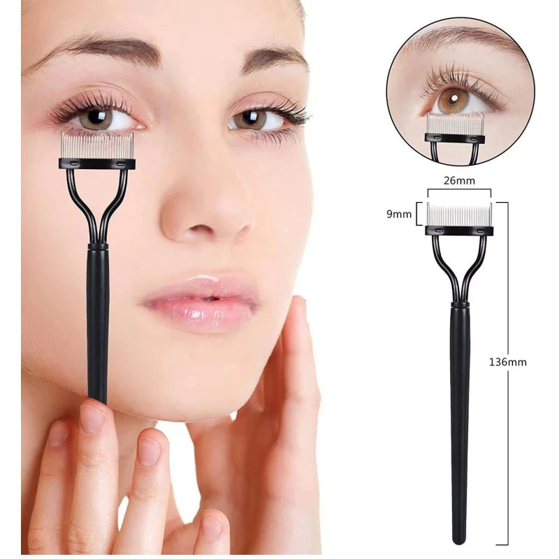 Eyelash Separator Metal Teeth Straight Eyelash Curler Beauty Makeup Stainless Eyelash Brush Comb Mascara Curl Makeup Tool - My Store