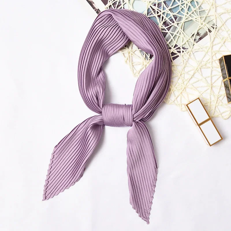 70*70cm Small Crinkle Hijab Scarf for Women Silk Satin Handkerchief Bag Scarfs Female Sqaure Headband Hair Scarves for Ladies