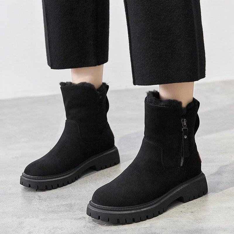 Winter Shoes Women Plush Boots Casual Fashion Warm Shoes Comfort Cotton Boots Platform Thigh High Boot Ladies Wedge Ankle Boots