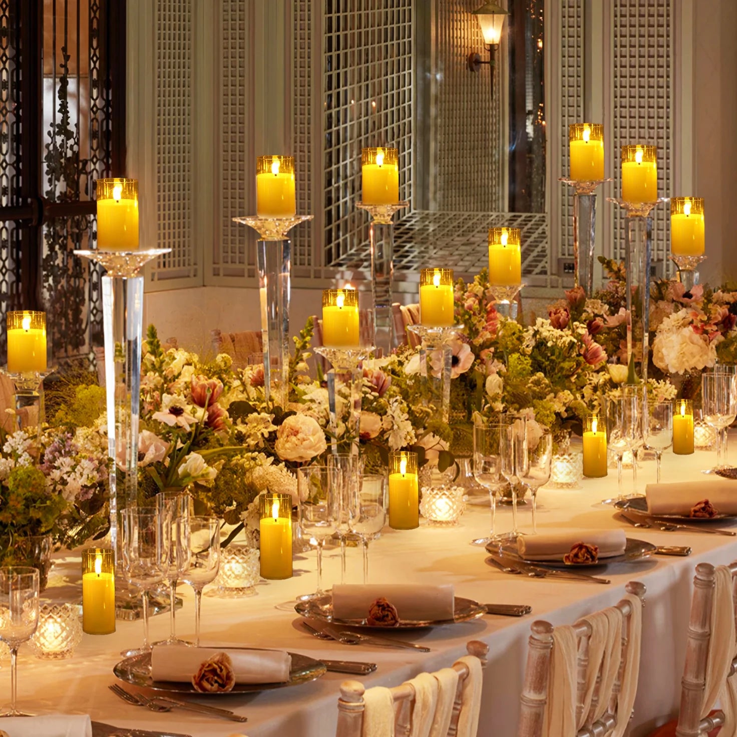 6-60pcs Acrylic Glass Led Candles With Batteries Wedding Flameless Candles Flickering Pillar Candle for Home Party Outdoor Decor