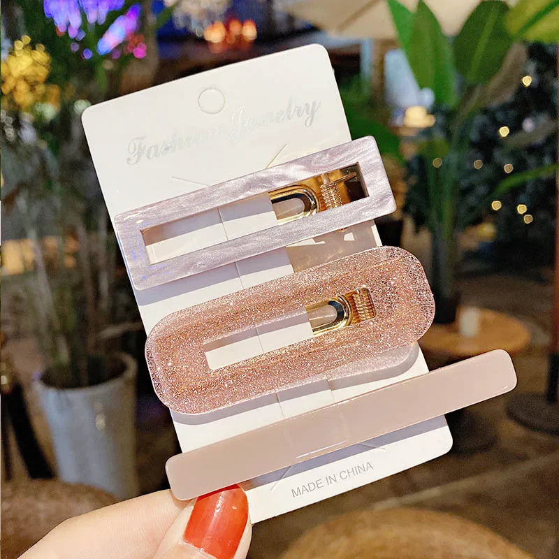 1 Set Acrylic Pearl Hair Barrettes Fashion Geometric Women Hair Clip Hairgrips Hair Accessories for Girls Hair Pins Jewelry